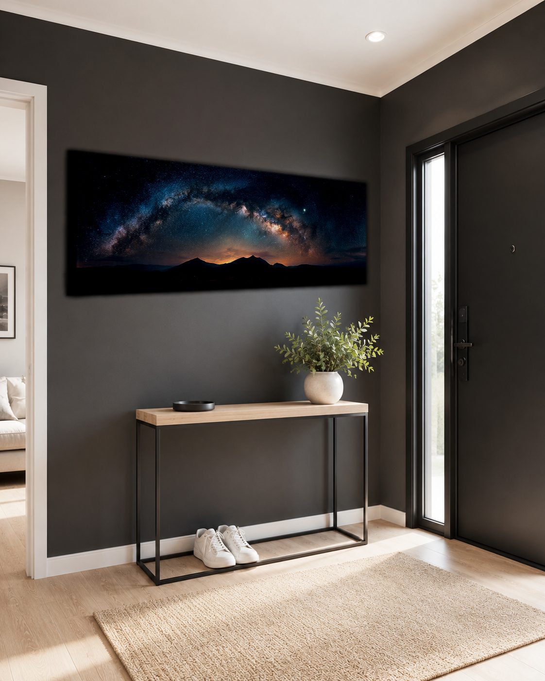 Milky Way Arch over Mountains canvas wall art, unframed canvas