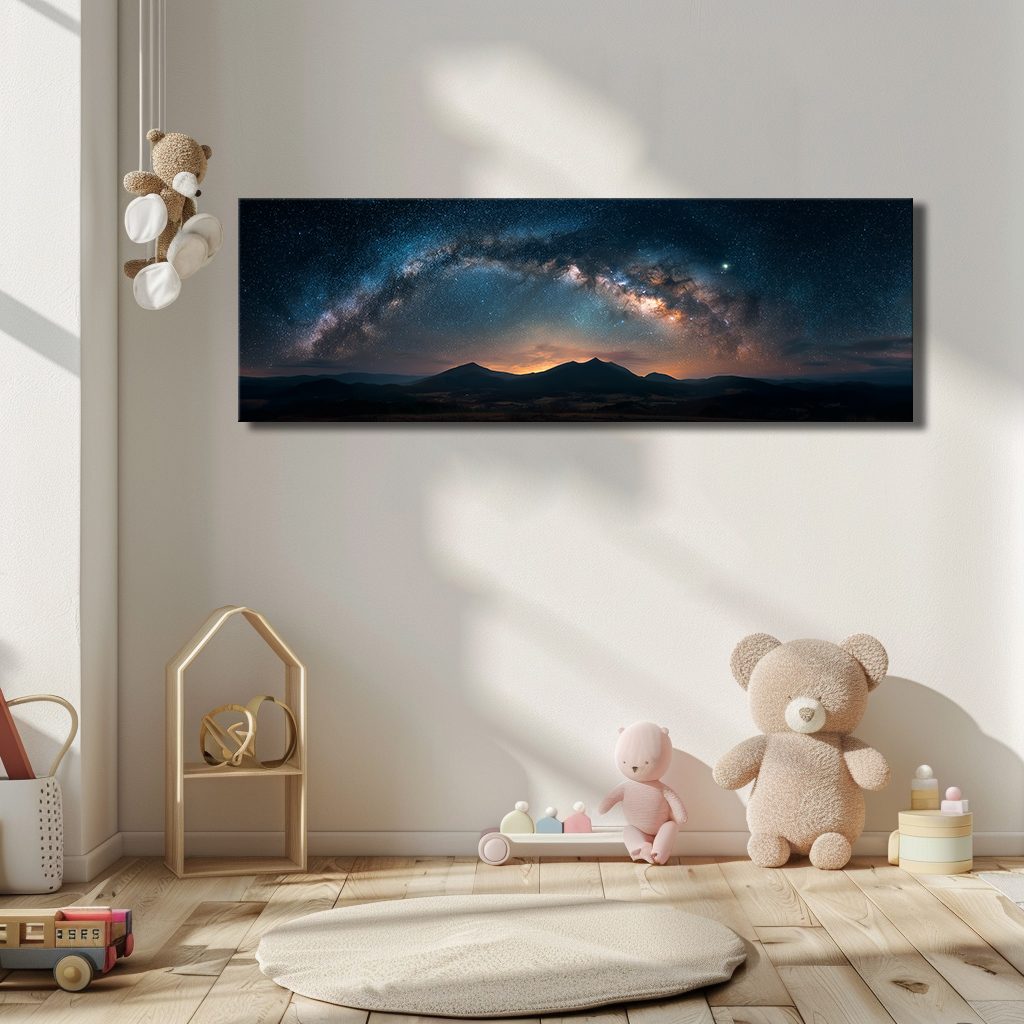 Milky Way Arch over Mountains canvas wall art, unframed canvas