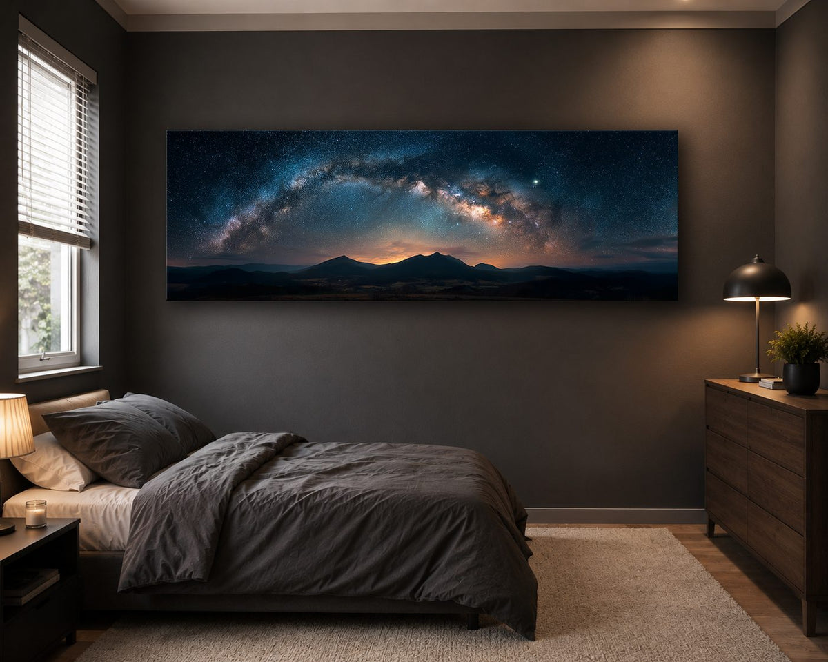 Milky Way Arch over Mountains canvas wall art, unframed canvas