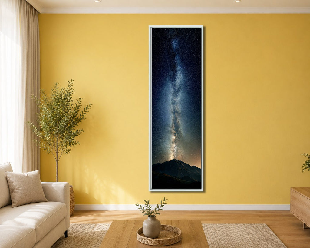 Milky Way Night Sky canvas wall art, white floating frame