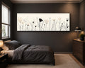 Minimalist Black and White Wildflowers canvas wall art, unframed canvas