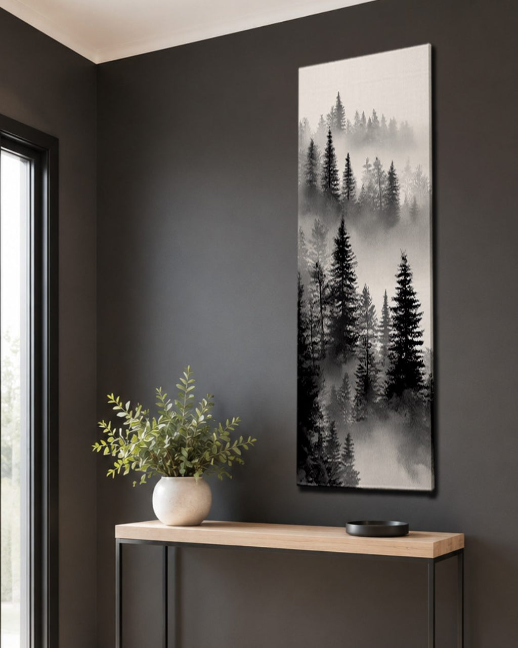 Misty Pine Forest canvas wall art, unframed canvas