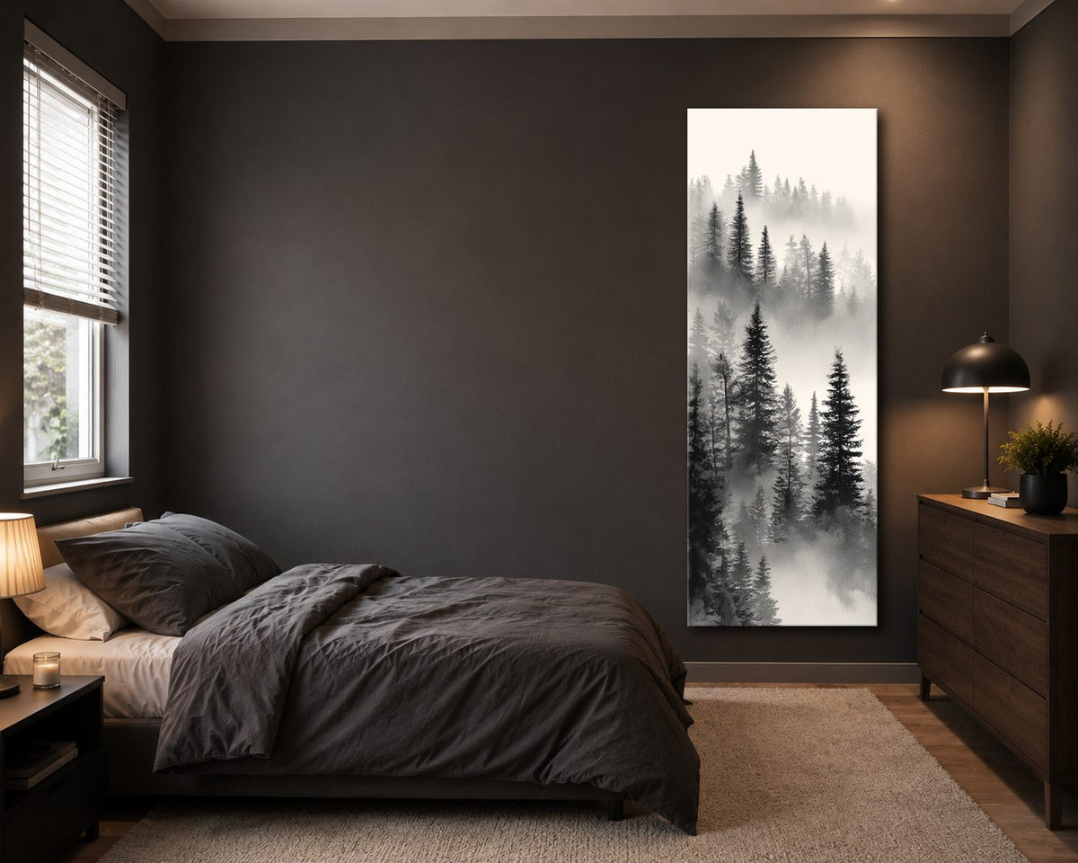 Misty Pine Forest canvas wall art, unframed canvas
