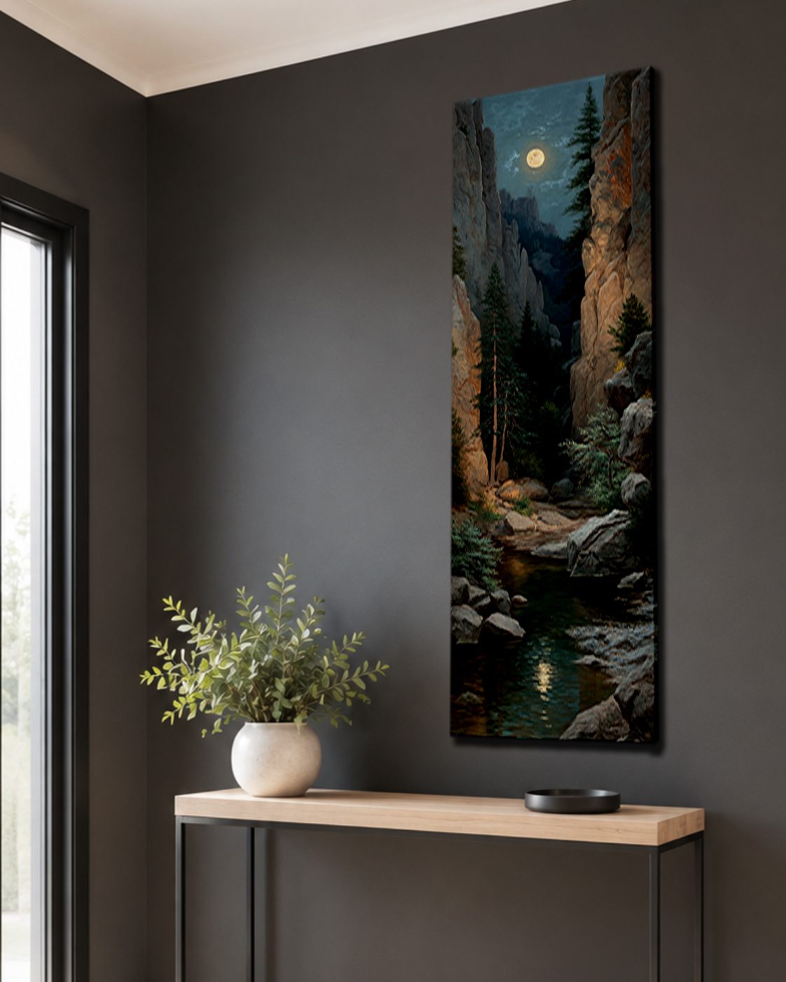 Moonlit Rocky Gorge canvas wall art, unframed canvas