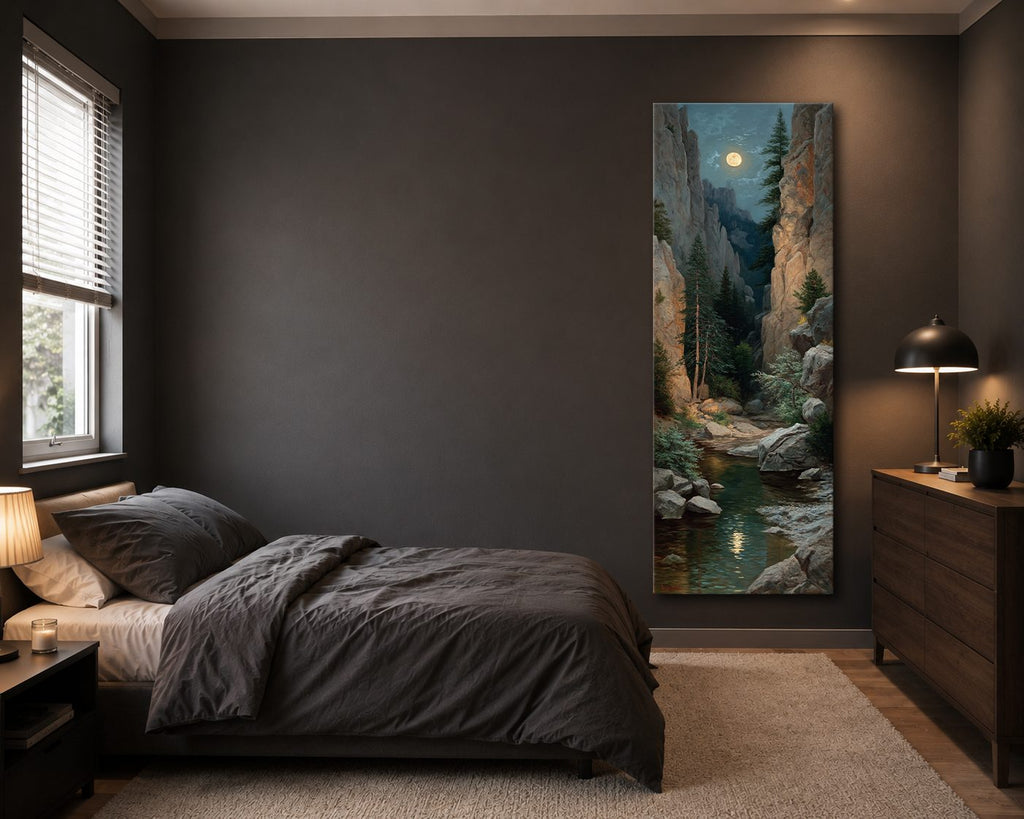 Moonlit Rocky Gorge canvas wall art, unframed canvas
