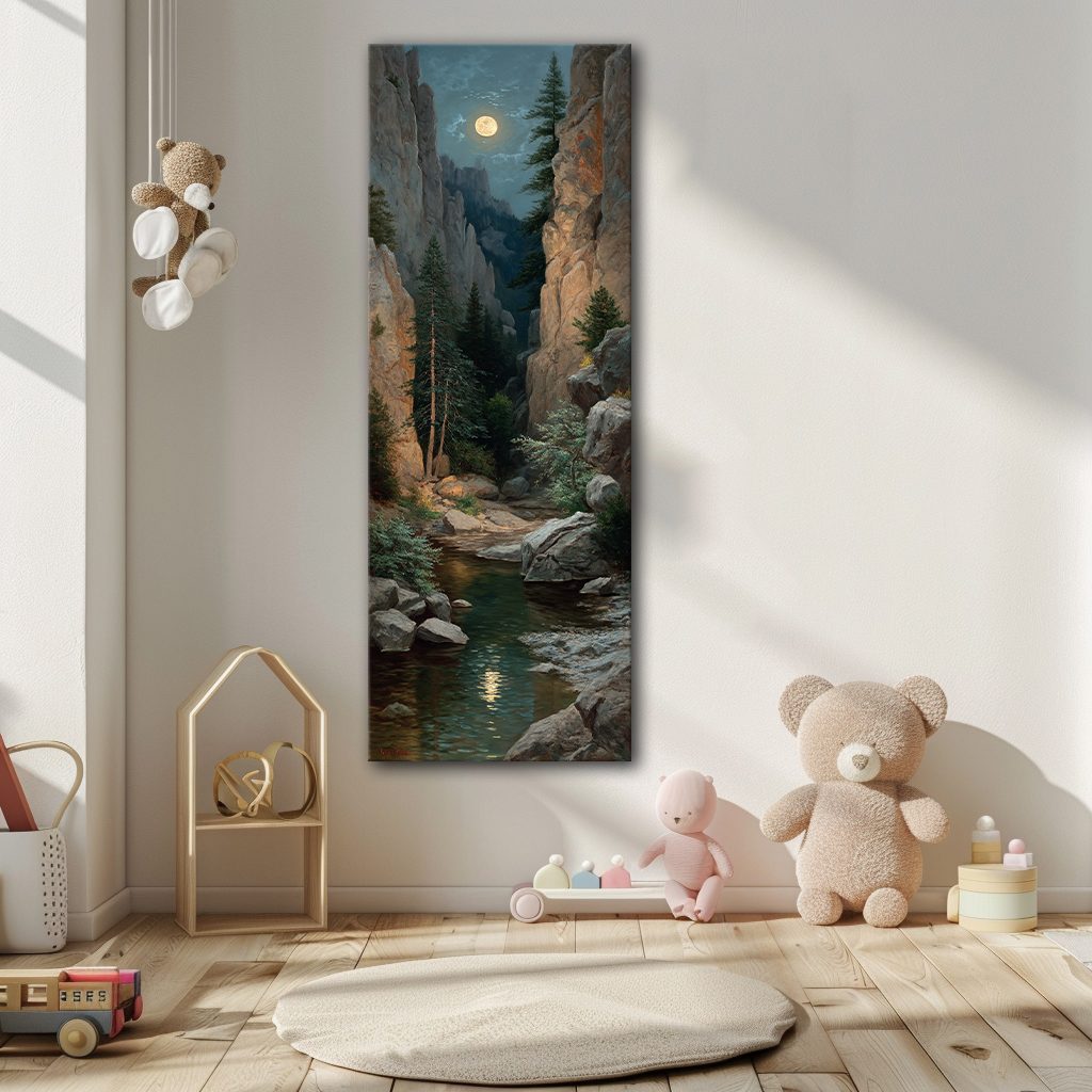 Moonlit Rocky Gorge canvas wall art, unframed canvas
