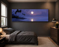 Moonlit Tropical Palm Beach canvas wall art, unframed canvas