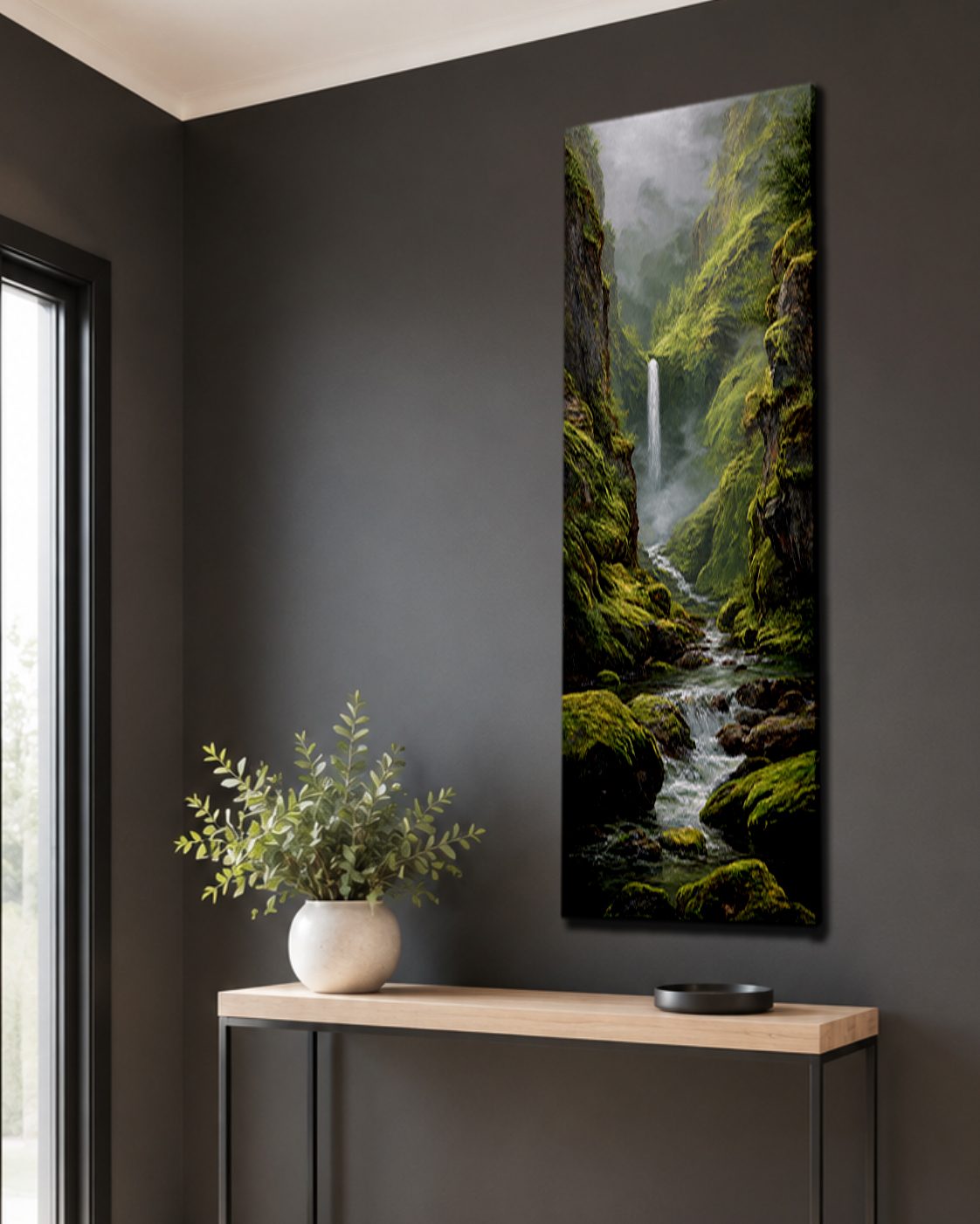 Mossy Waterfall Gorge canvas wall art, unframed canvas