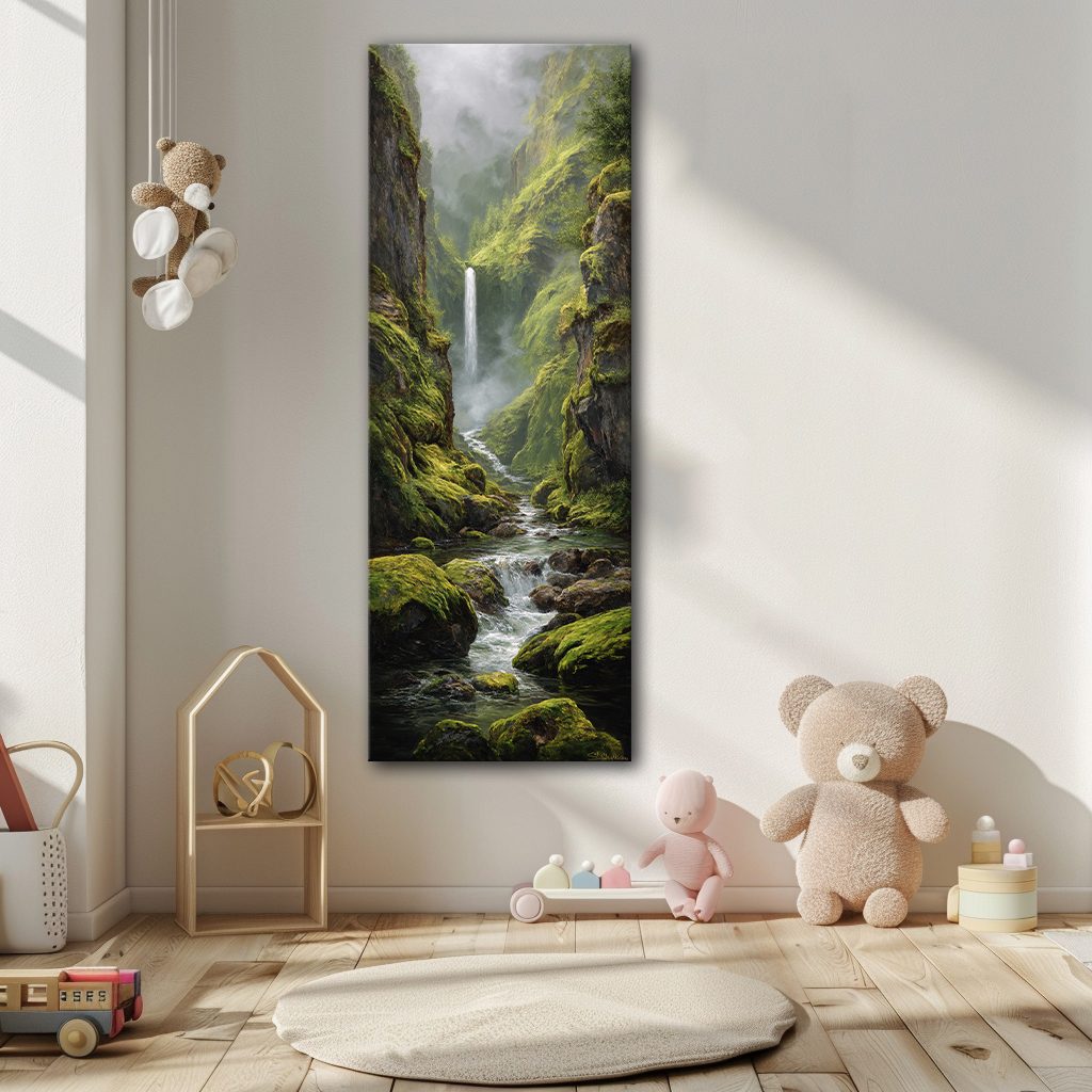 Mossy Waterfall Gorge canvas wall art, unframed canvas