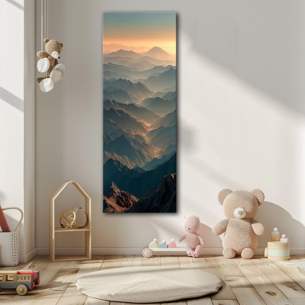 Mountain Ridges at Sunset canvas wall art, unframed canvas