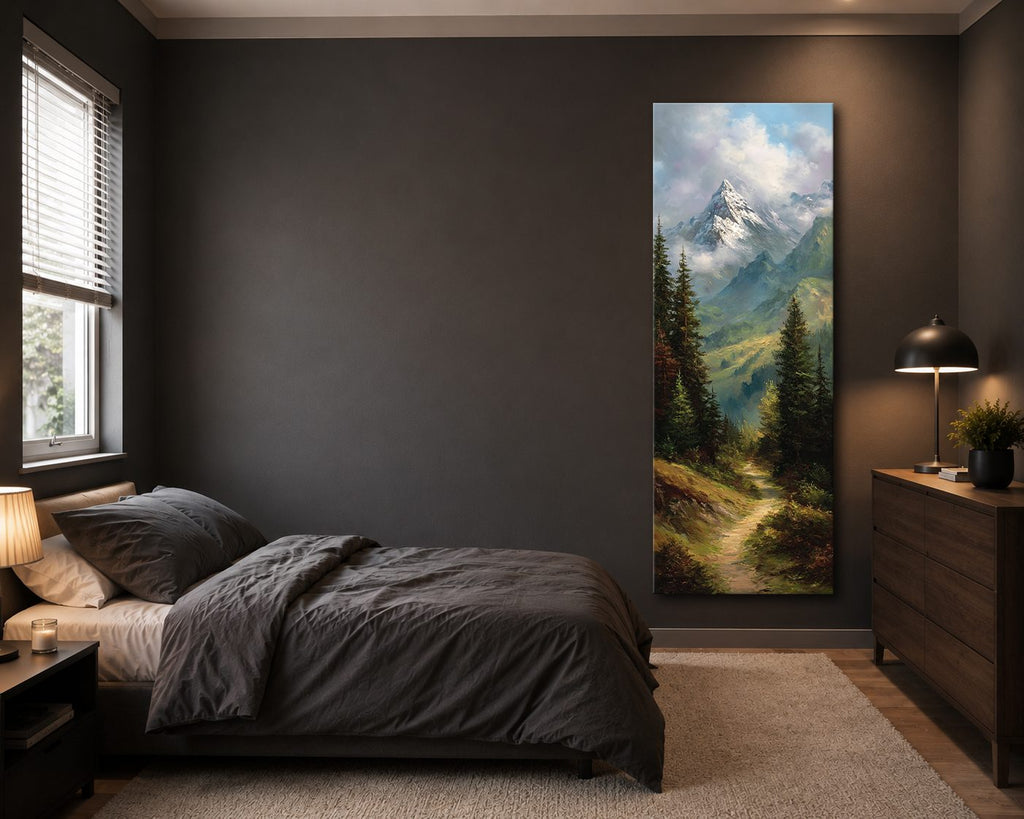 Mountain Valley Forest Trail canvas wall art, unframed canvas