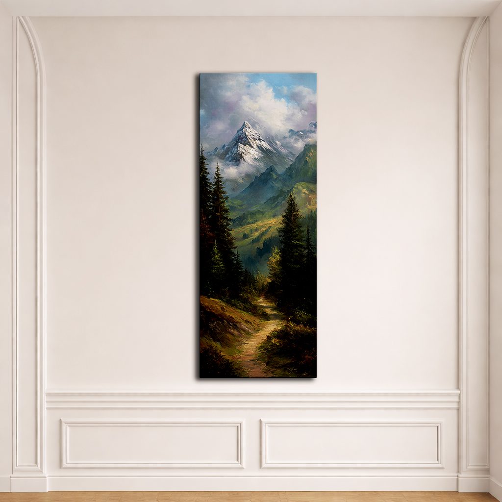Mountain Valley Forest Trail canvas wall art, unframed canvas