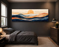 Navy and Orange Sunset Hills canvas wall art, unframed canvas