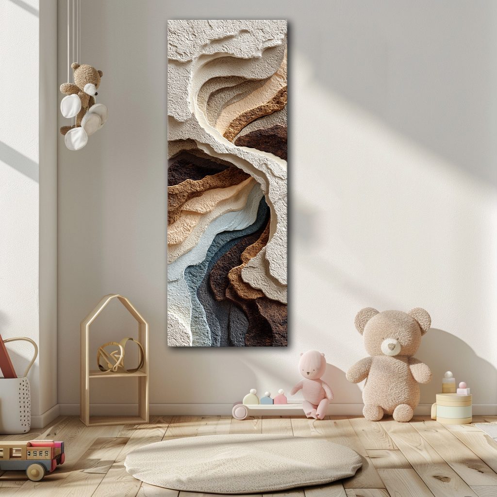 Neutral 3D Textured Layers Abstract canvas wall art, unframed canvas