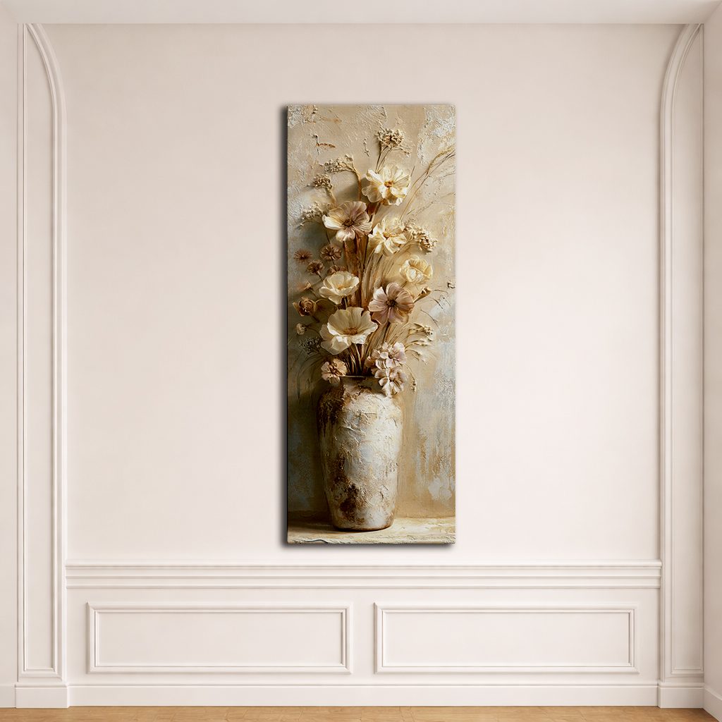 Neutral Flowers in Vase canvas wall art, unframed canvas