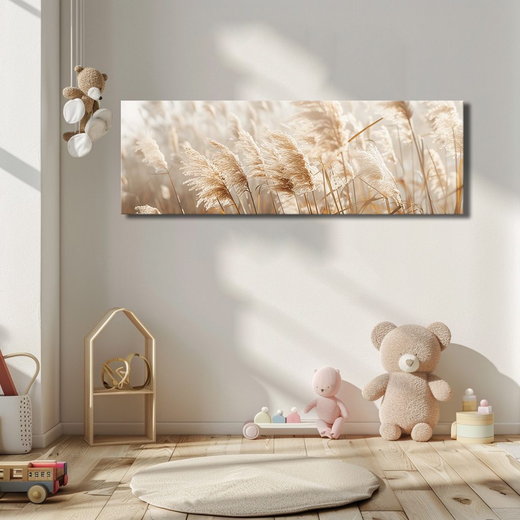 Neutral Pampas Grass Close-up canvas wall art, unframed canvas