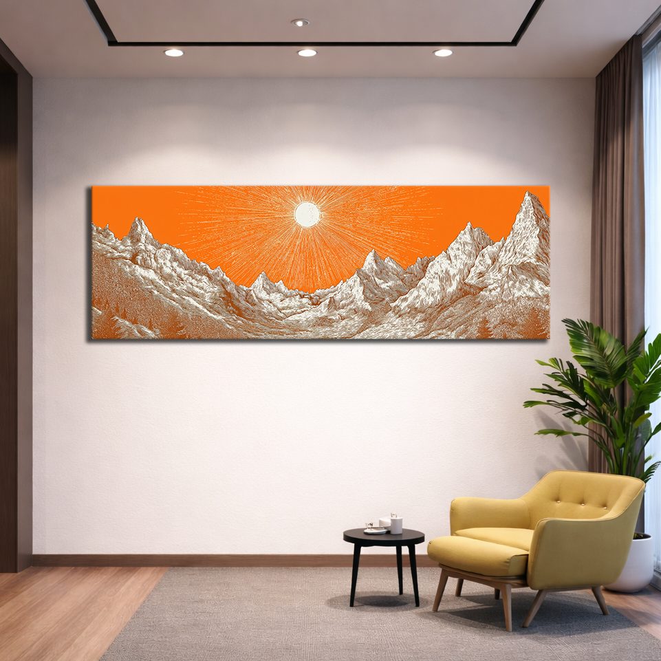 Orange Sky Silver Mountains canvas wall art, unframed canvas