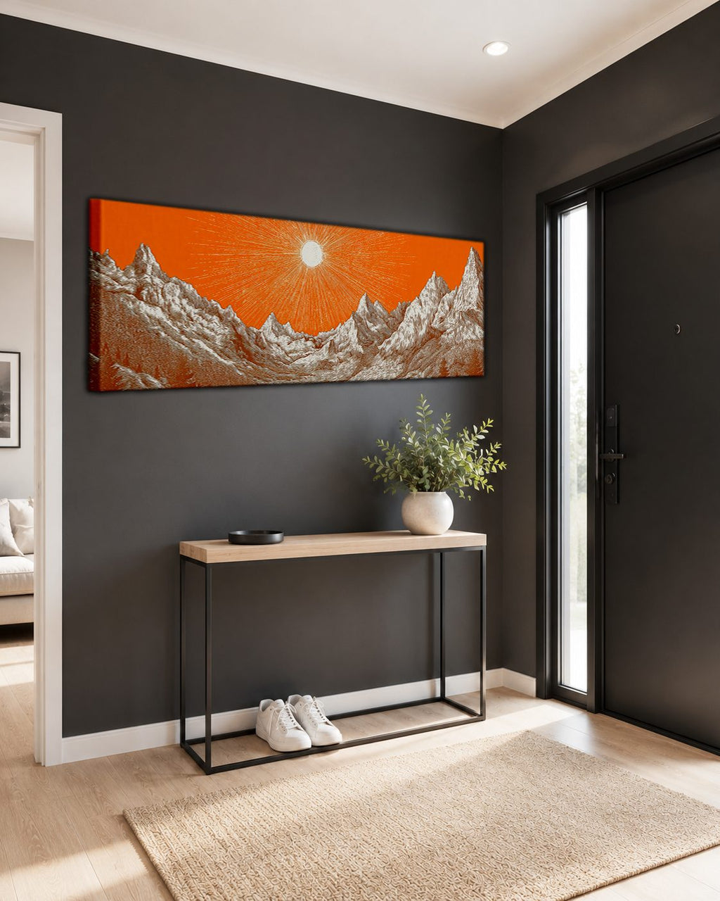 Orange Sky Silver Mountains canvas wall art, unframed canvas