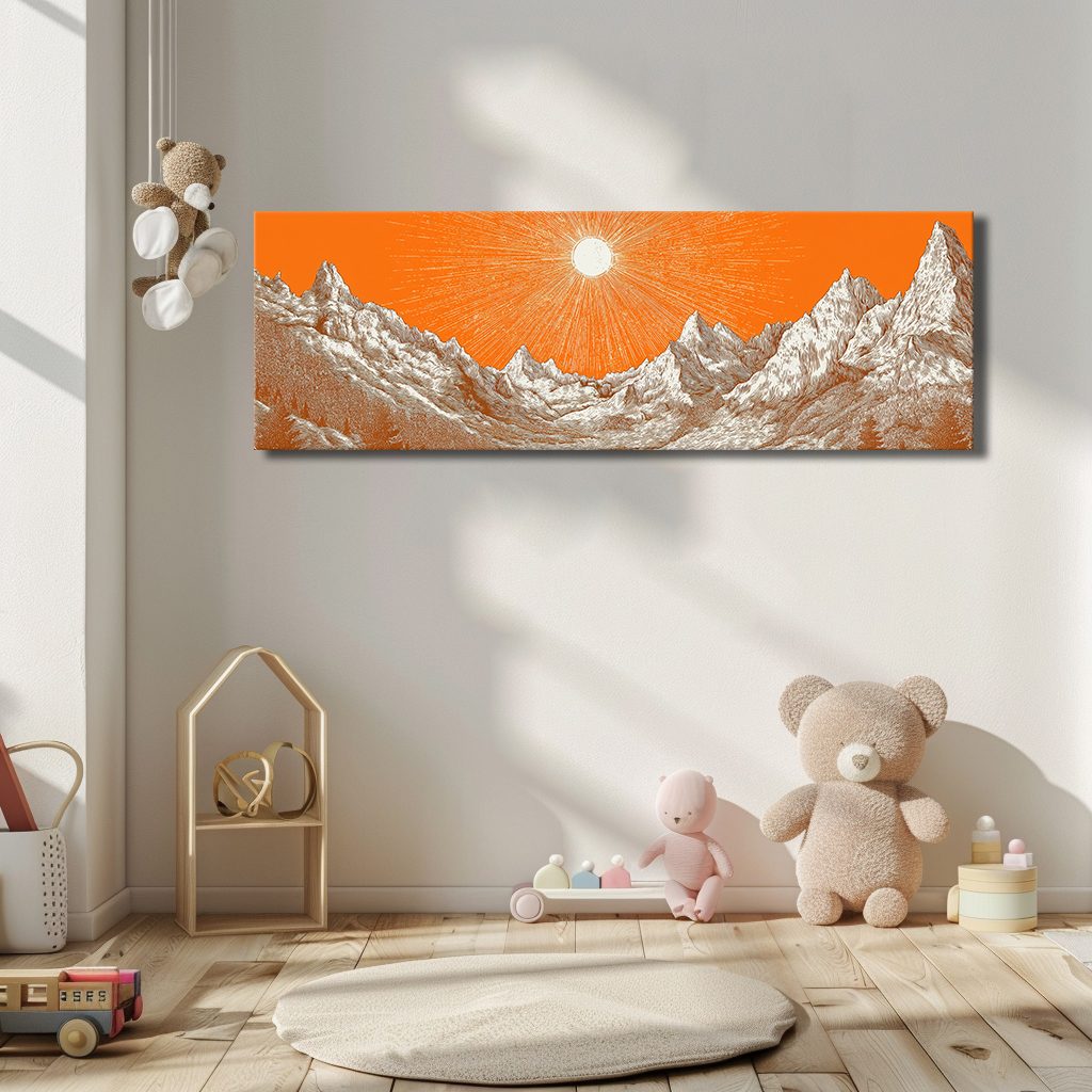 Orange Sky Silver Mountains canvas wall art, unframed canvas