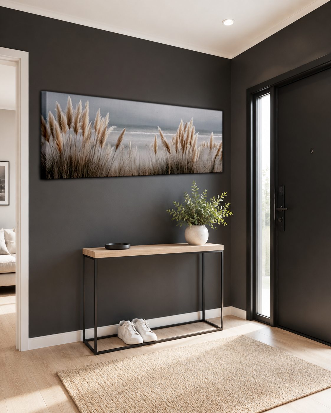 Pampas Grass Coastal Neutral canvas wall art, unframed canvas