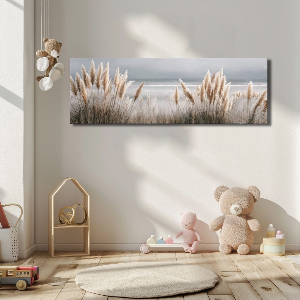 Pampas Grass Coastal Neutral canvas wall art, unframed canvas