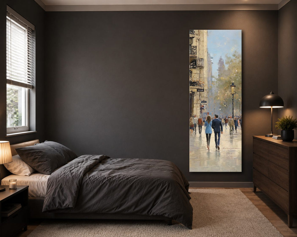 Paris Street Scene with Rain canvas wall art, unframed canvas
