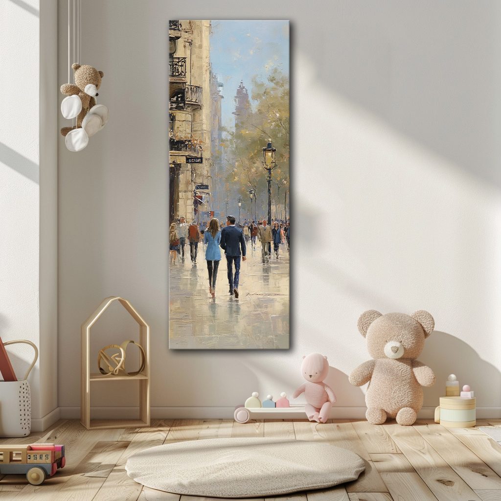 Paris Street Scene with Rain canvas wall art, unframed canvas