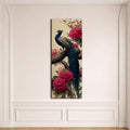 Peacock and Pink Peonies canvas wall art, unframed canvas