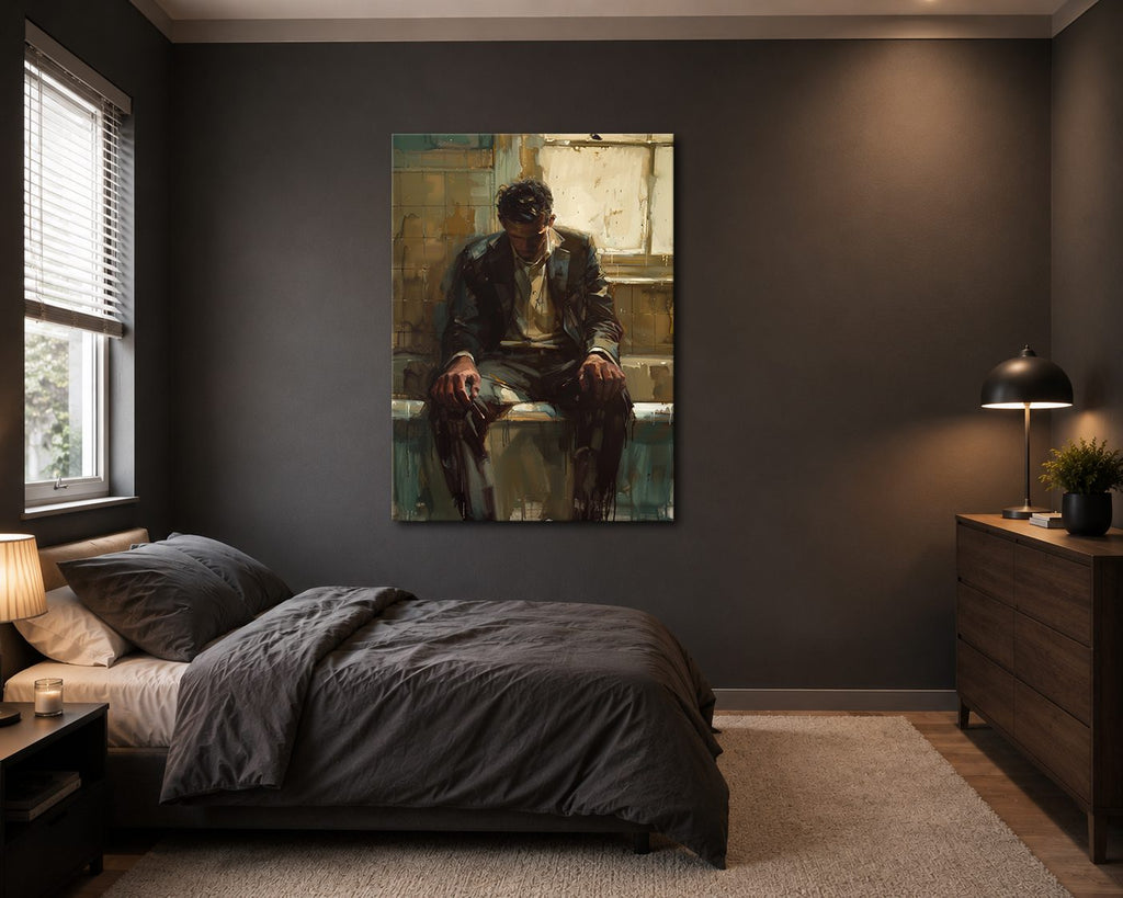 Pensive Man by the Window canvas wall art, unframed canvas