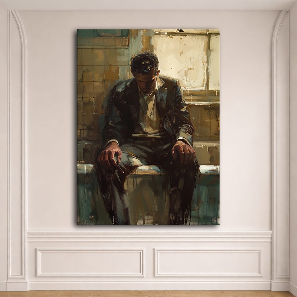 Pensive Man by the Window canvas wall art, unframed canvas