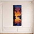 Pine Lake Sunset Reflection canvas wall art, unframed canvas