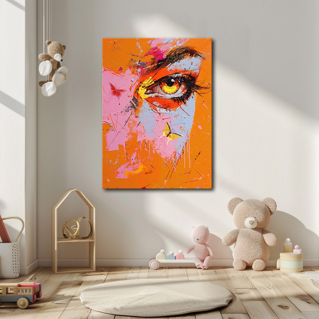 Pop Art Eye with Butterflies canvas wall art, unframed canvas