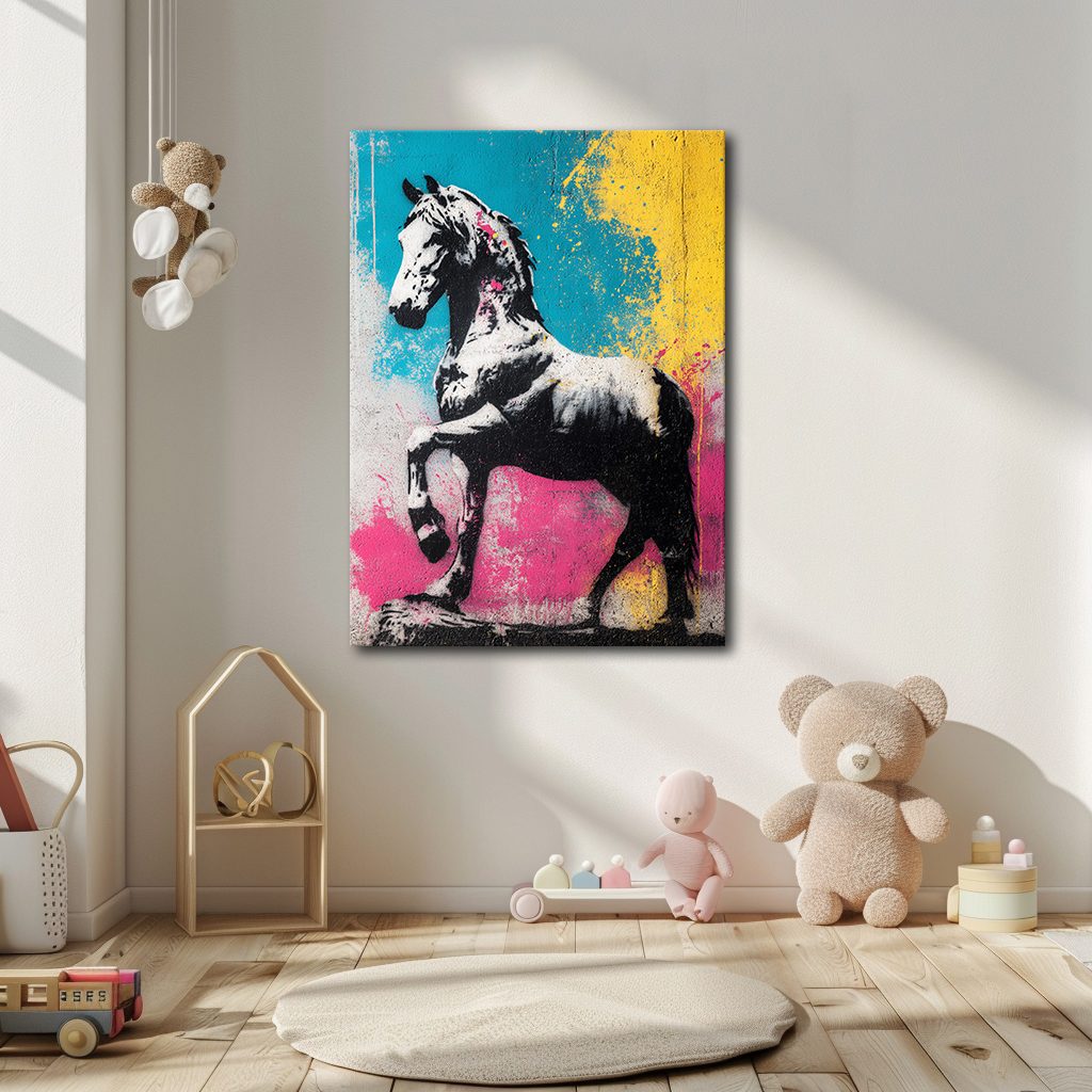 Pop Art Zebra Horse Graffiti canvas wall art, unframed canvas
