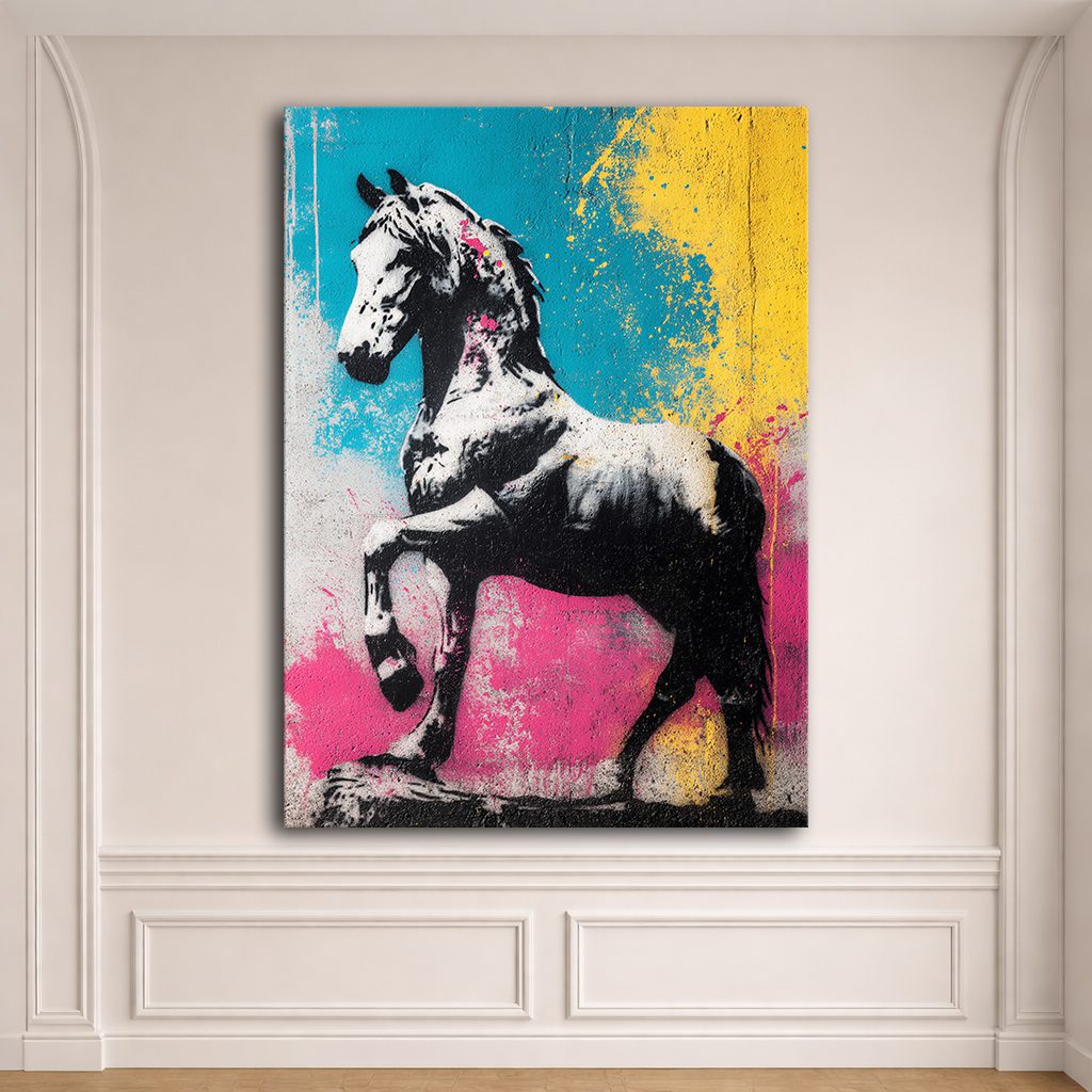 Pop Art Zebra Horse Graffiti canvas wall art, unframed canvas