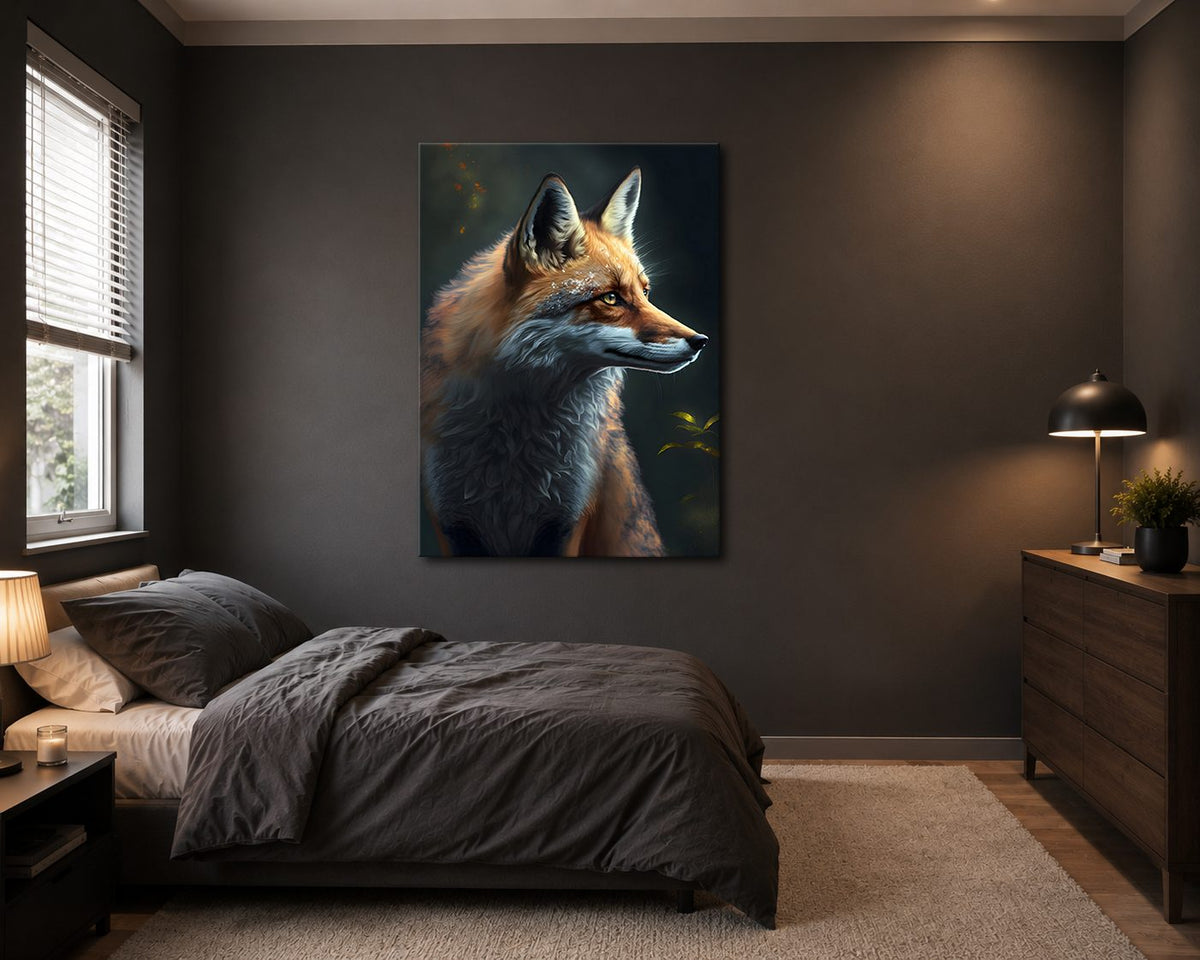 Red Fox Portrait canvas wall art, unframed canvas