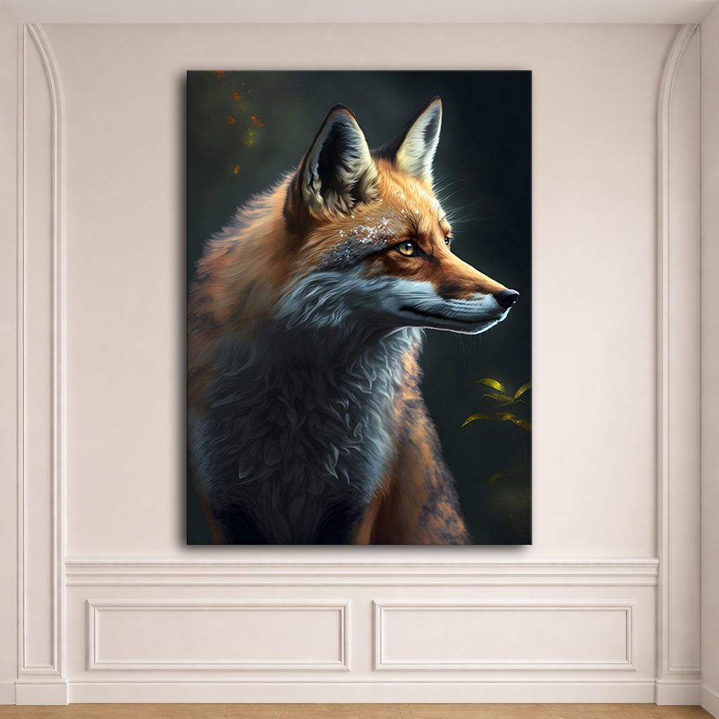 Red Fox Portrait canvas wall art, unframed canvas