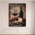 Red Wine Grapes and Cheese Still Life canvas wall art, unframed canvas