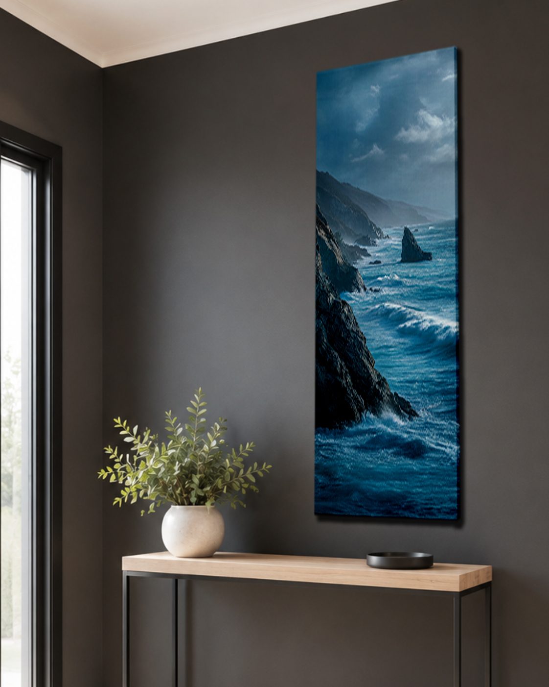 Rocky Coast Ocean Waves canvas wall art, unframed canvas