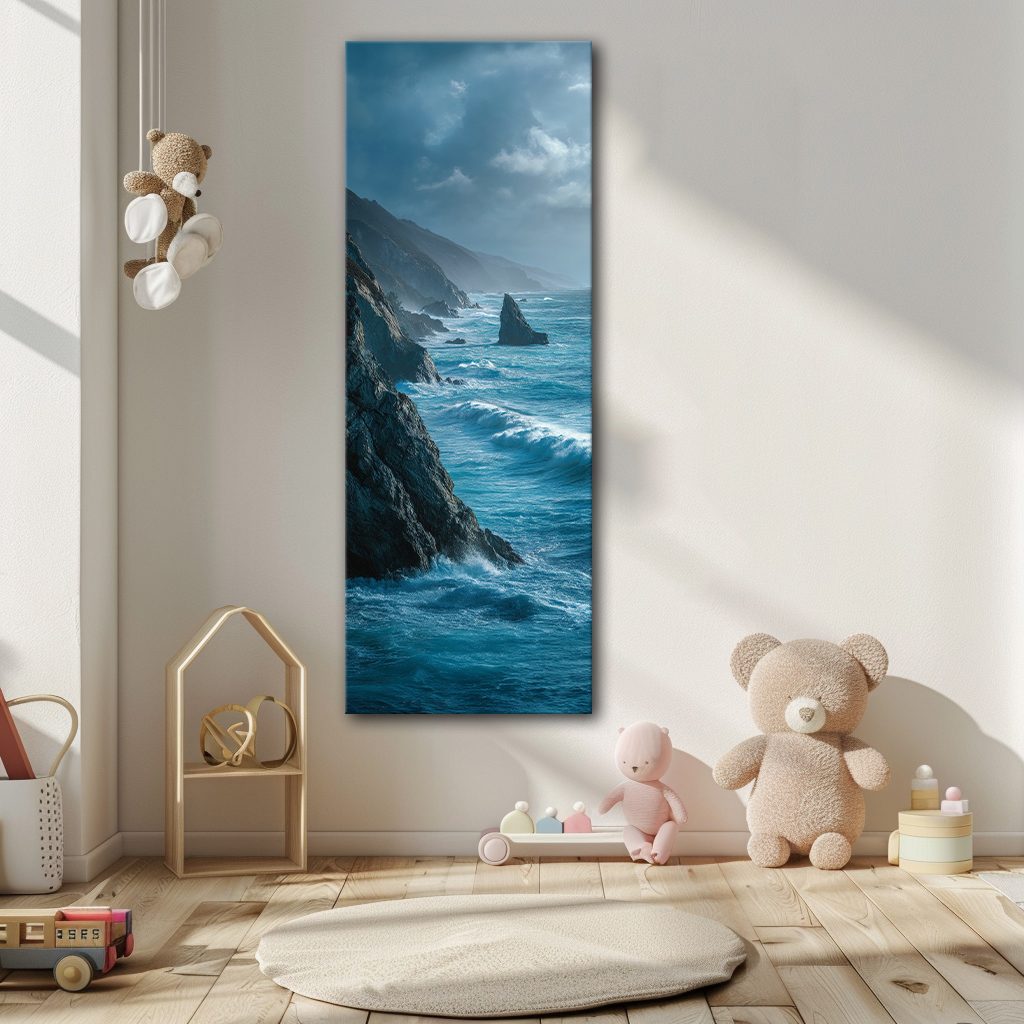 Rocky Coast Ocean Waves canvas wall art, unframed canvas