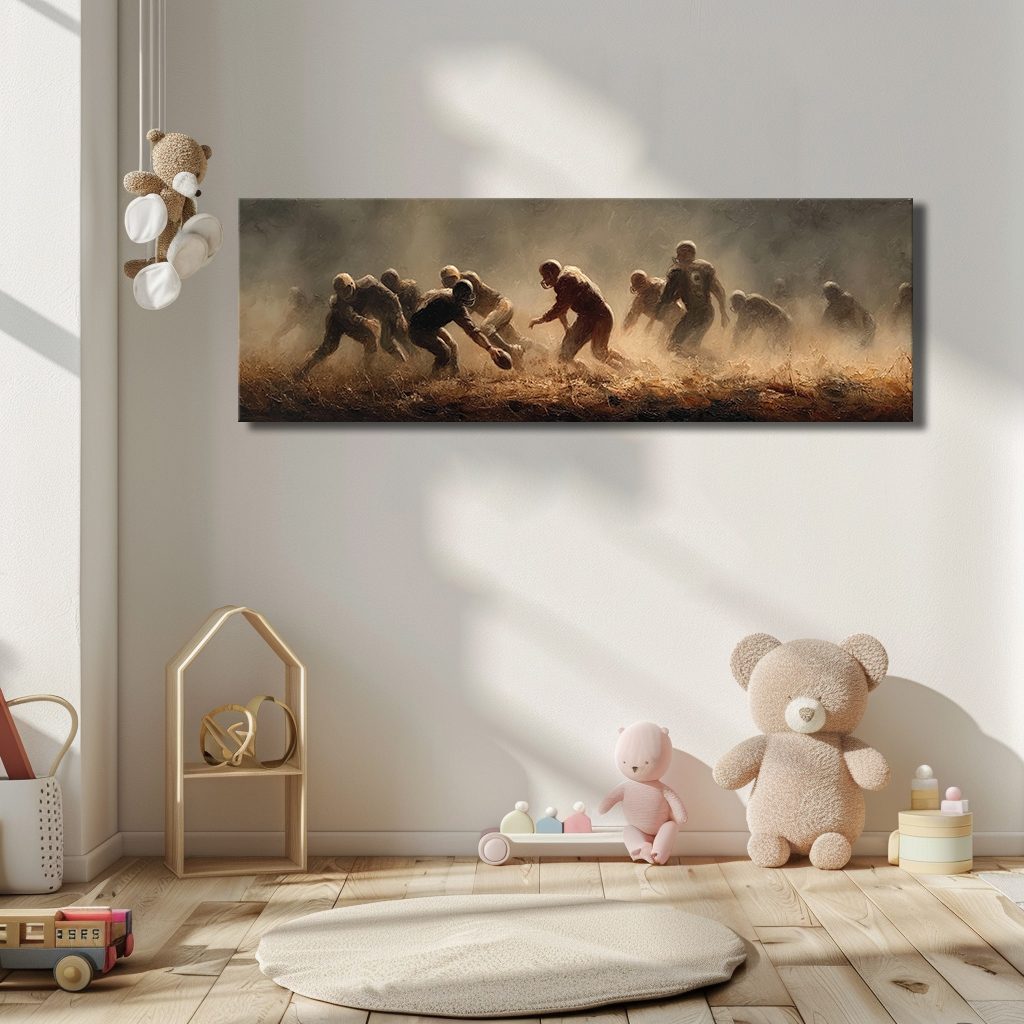Rugby Players in the Dust canvas wall art, unframed canvas