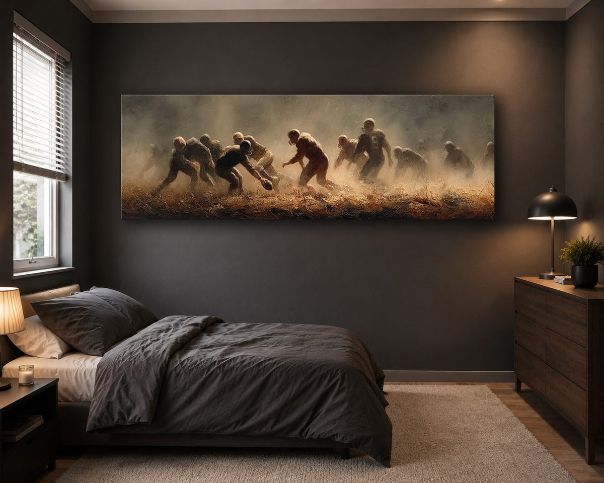 Rugby Players in the Dust canvas wall art, unframed canvas
