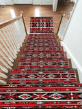 Red and Black Folk Striped Kilim non-slip stair mat