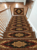 Black and Gold Classic Heriz Medallion non-slip stair mat