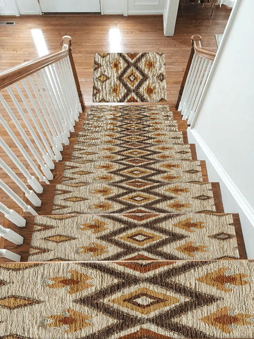 Beige and Brown Aztec Diamond non-slip stair mat
