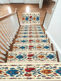 Cream Folk Floral Vine non-slip stair mat