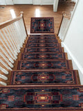 Charcoal and Burgundy Tribal Medallion non-slip stair mat