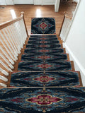 Navy and Magenta Baroque Medallion non-slip stair mat