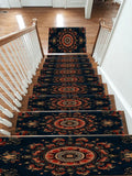 Black and Rust Ornate Medallion non-slip stair mat