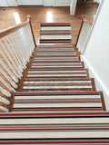 Cream Red and Black Striped non-slip stair mat