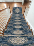 Faded Denim Blue Vintage Medallion non-slip stair mat